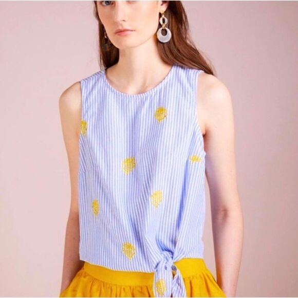 J. CREW Embroidered Pineapple Skirt & Tank Size XS & 2.  SELLING AS A SET - Picture 3 of 14